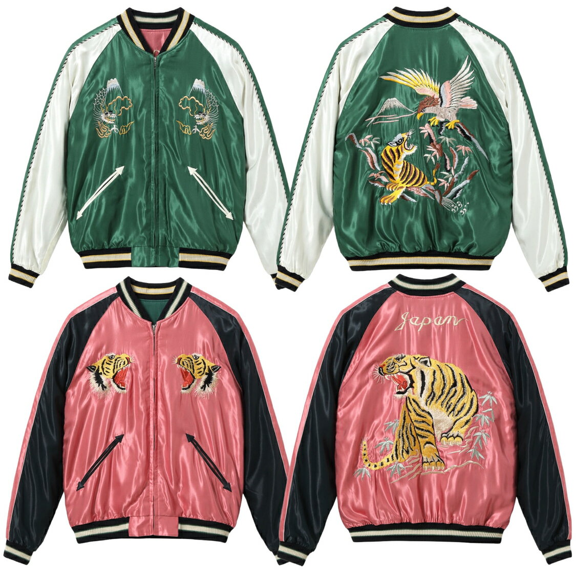 楽天SPURS 楽天市場店TAILOR TOYO （テーラー東洋） Mid 1950s Style Acetate Souvenir Jacket “EAGLE & TIGER” × “ROARING TIGER” [TT15790-145] スカジャン スーベニア リバーシブル 港商 刺繡 鷲 虎 逆配色 アメカジ メンズ 送料無料