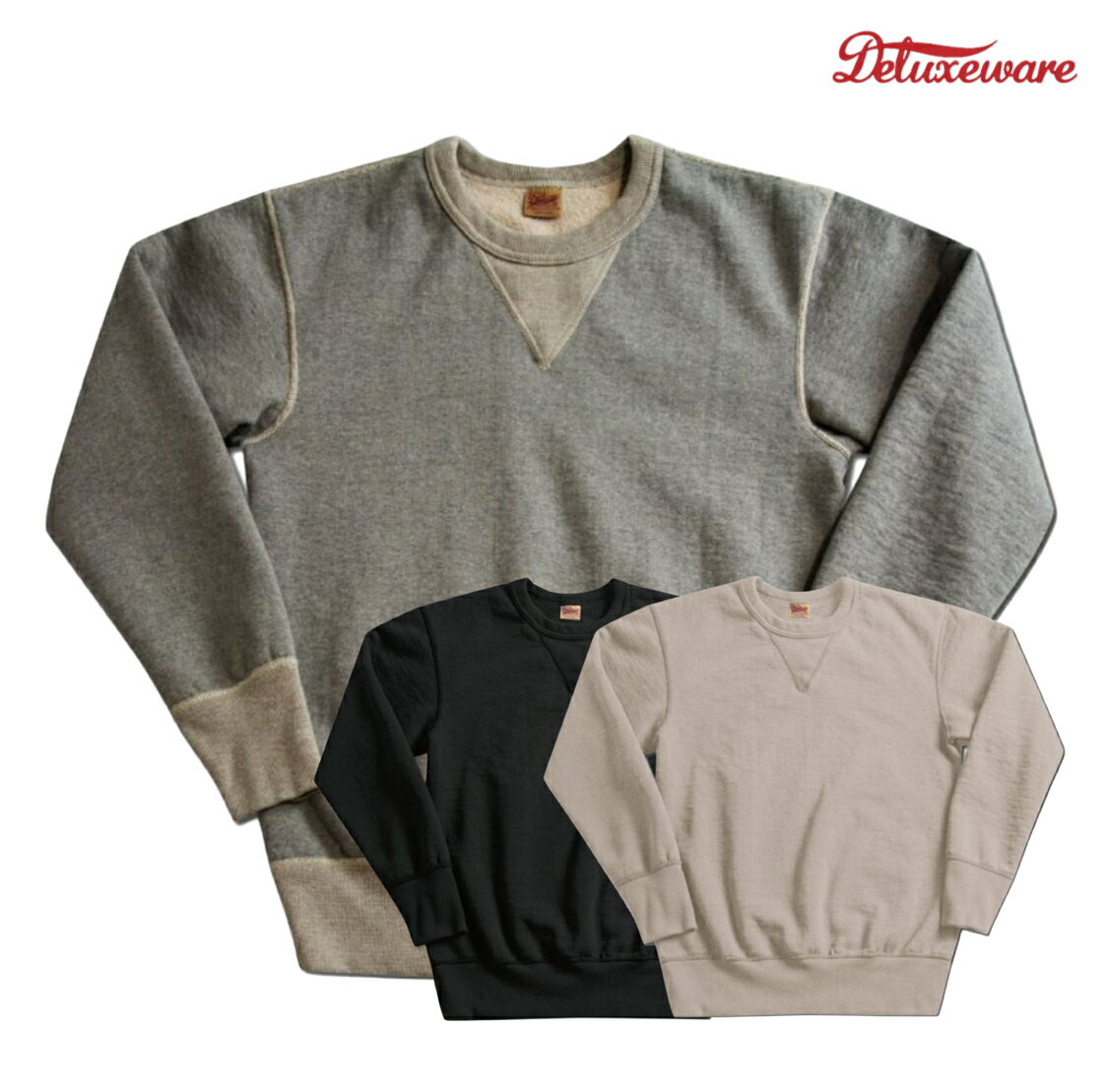 DELUXEWARE (デラックスウエア) FLAT.SEAM PLAIN  スウェット 丸胴 前V 吊り編み コットン 20oz アメカジ メンズ 日本製 送料無料