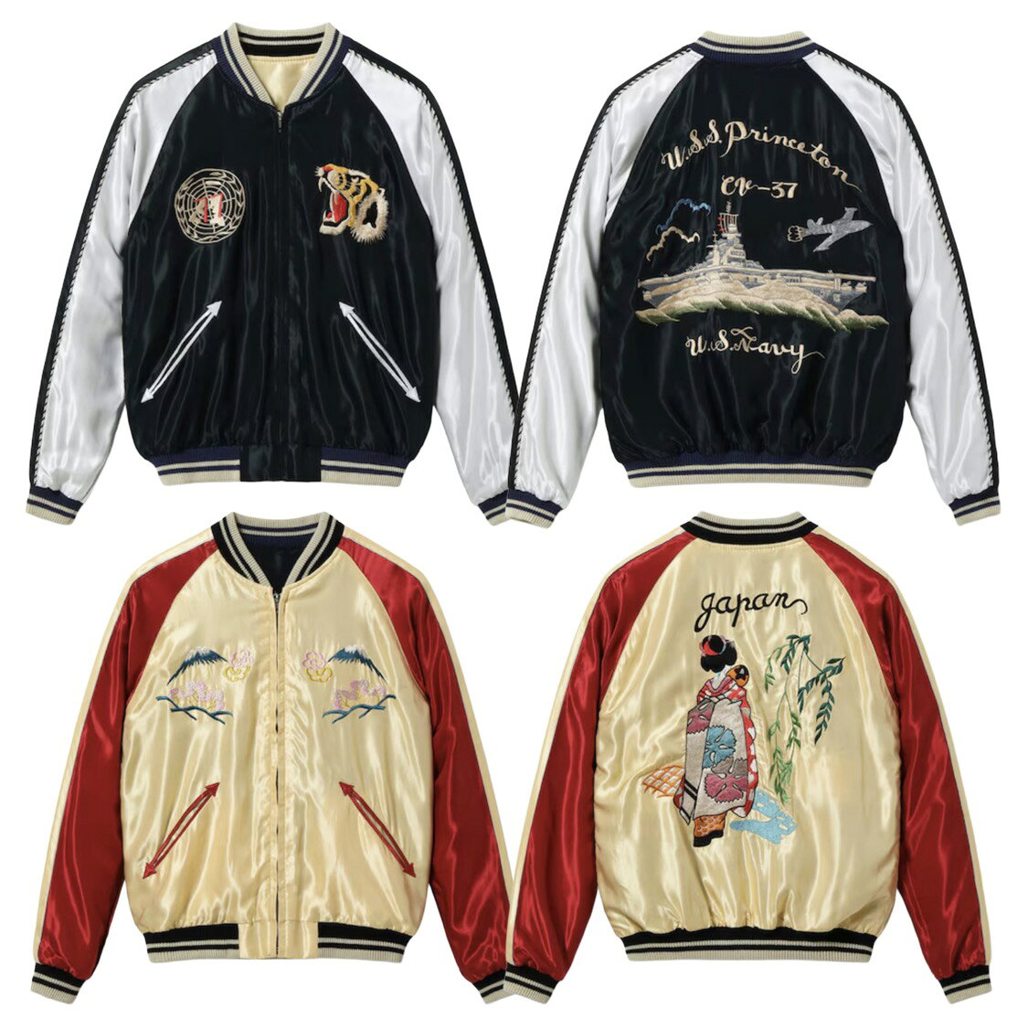 【売れ筋】TAILOR TOYO (テーラー東洋) Early 1950s Style Acetate Souvenir Jacket “USS PRINCETON” × “MAIKO” [TT15877-219] スカジャン スーベニアジャケット 米海軍 空母 77機動部隊 舞妓 逆配色 リバーシブル アメカジ メンズ 送料無料