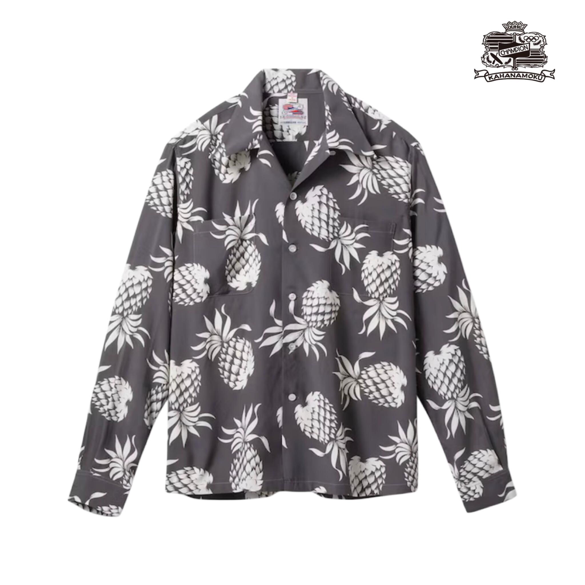 【当店オススメ】DUKE KAHANAMOKU (デューク・カハナモク) DUKE KAHANAMOKU SPECIAL EDITION “DUKE'S PINEAPPLE” (LONG SLEEVE)[DK26793] ハワイアンシャツ アロハ スペシャルエディション レーヨン パイナップル アメカジ メンズ 日本製 送料無料