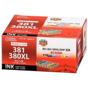 樂天商城 - 【メーカー在庫限り】 オーム電機 01-4345 キヤノン BCI-381+380XL/6MP互換（6色パック）INK-C381+380XLB6P 4971275143456