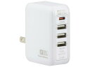 ACアダプター（USB PD Type-C[20W MAX]+Type-A×3/ホワイト） ※お客様のご都合による返品はできません。 01-3796 4971275137967 MAV-AUPD2032-W オーム電機 特　徴 ●スマホ、タブレットの充電に ●接続する機器に合わせて出力電圧を自動切換、最適な電力で安全に給電します ●USB Type-C 1ポート、USB Type-A 3ポート搭載で、最大4台の機器を同時充電 ●USB Type-Cポートは最大20WのUSB Power Delivery（USB PD）急速充電が可能 ※ ●iPhoneX（バッテリー容量：約2716mAh）なら、30分で約50%充電 ※ ●USB PD非対応機器でも、最大出力3A相当で給電（端末による） ●最大出力は4ポート合計で32W ●折りたたみ式収納プラグ ※別途 USB Power Delivery（USB PD）に対応したUSB Type-Cケーブルが必要になります 仕　様 ■定格入力：AC100-240V～ 50/60Hz 0.8A MAX ■定格出力：32W（4ポートTOTAL） USB PD Type-C（20W MAX） …DC5V/3A、DC9V/2.22A、DC12V/1.67A USB Type-A（12W MAX）…DC5.0V/2.4A（3ポートTOTAL） ■出力端子：USB Type-C×1　USB Type-A×3 ■外形寸法：（約）幅50.5×高さ66.5×奥行26.3mm ■質量：約90g 【ご注意】 ※ご使用の機器のメモリーデータが喪失・破損した場合、当社ではその内容の保証・復元はできかねます。大切なデータはバックアップをおとりください。