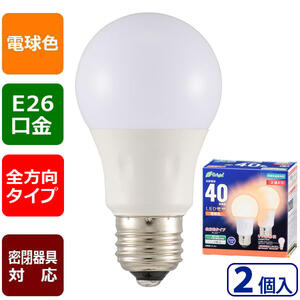 乐天商城 - 【メーカー在庫限り】06-4349 LED電球（40形相当/551lm/電球色/E26/全方向配光260°/密閉形器具対応/2個入り）LDA4L-G AG27 2P 4971275643499