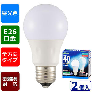 乐天商城 - 【メーカー在庫限り】06-4351 LED電球（40形相当/569lm/昼光色/E26/全方向配光260°/密閉形器具対応/2個入り）LDA4D-G AG27 2P 4971275643512