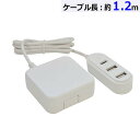 【メーカー在庫限り】15-8648 ラスタバナナ ACアダプター（USB Type-C×1、USB-A×2/1.2m/ホワイト）R12AC2A1C3A01WH 4988075672147