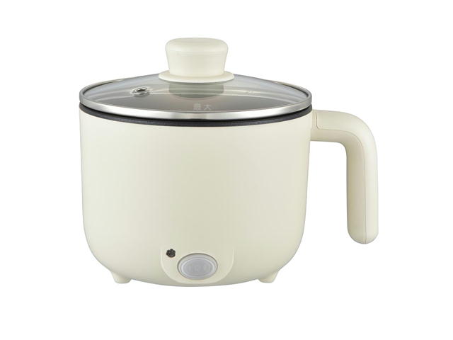 【メーカー在庫限り】電気片手鍋（温度強弱2段階/深さ80mm/ガラスふた付/ホワイト） 08-1141 COK-P201R-W4971275811416