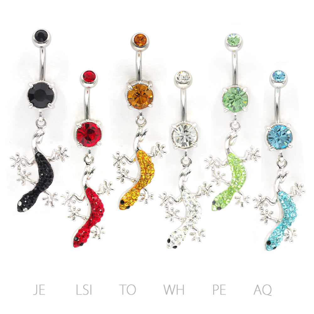 へそピアス 14G トカゲ 爬虫類 アレルギーフリー Lizard 蜥蜴 ボディピアス