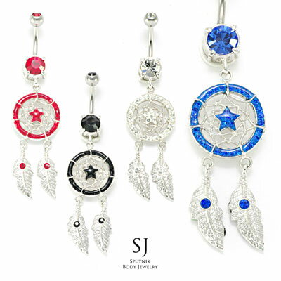 楽天sputnik jewelryへそピアス 14G ドリームキャッチャー 金アレ対応 アレルギーフリー Dream Catcher ボディピアス