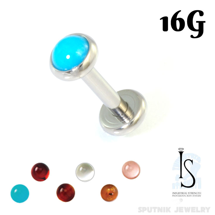 楽天sputnik jewelryIndustrial Strength ボディピアス 天然石 ラブレット 16G 6mm 8mm チタン製 ベゼル