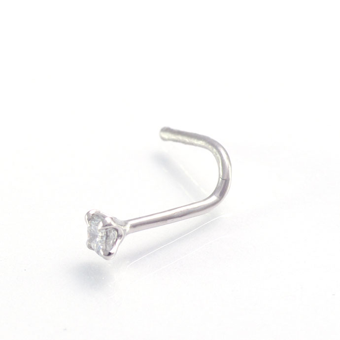 鼻ピアス プラチナ ダイヤモンド2.7mm 0.07ct カーブ20G 鑑別書付 日本製 ボディピアス