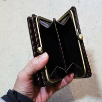 送料無料イタリアンレザーがま口財布メンズレディース二つ折り財布カード入れ小銭入れブラウンがまぐちミドルウォレット革小物u026toサイフ本革牛革ブランドおすすめ世田谷ベース