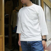 BARNSバーンズ吊り編み七分袖Tシャツメンズレディース日本製5分袖半端袖長袖半袖吊り編カットソーTシャツ吊り編み丸胴barnsポケットTシャツBARNSoutfittersポケTポケットTシャツ白ホワイトアメカジMサイズLサイズかわいいおすすめ人気服