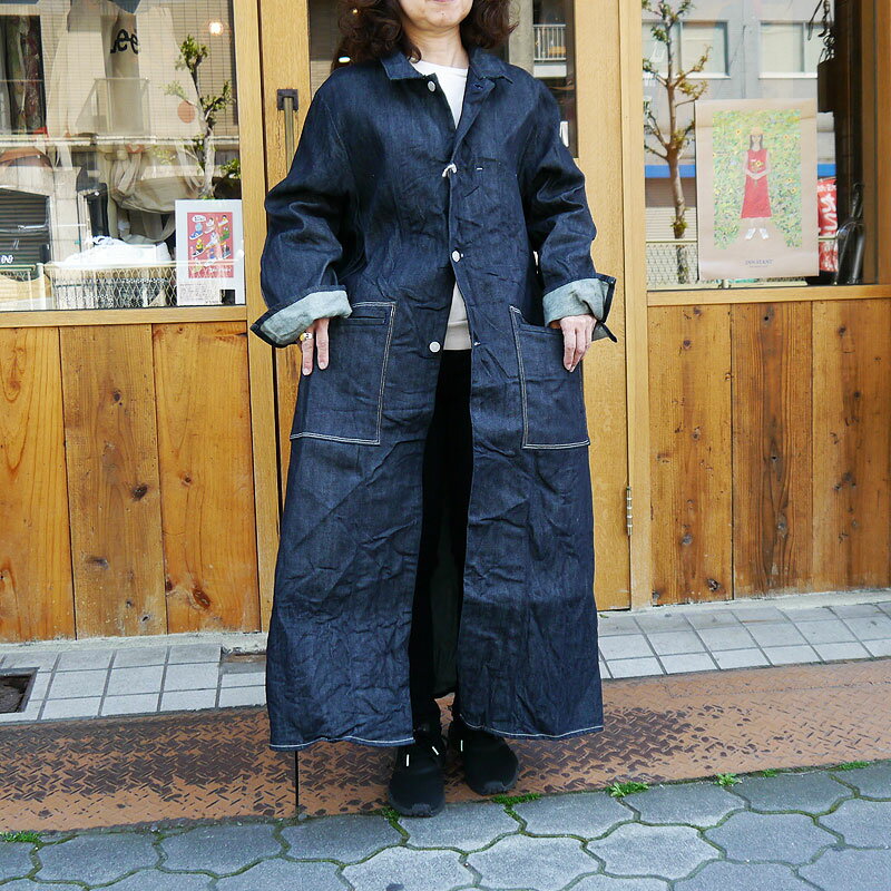 早い者勝ち デニムマッドネス 送料無料 リジッド 岡山デニム Kurabo 国産 日本製 Madness Denim ステンカラーコート ジージャン スーパーロングコート ロング丈 デニム ビッグコート ロングコート レディース メンズ デニムコート Dm01