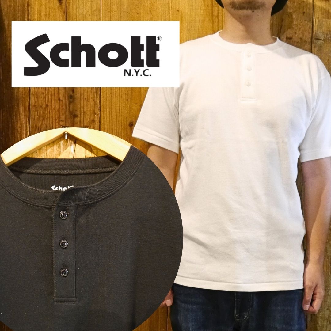 Schott パックヘンリーTシャツ 半袖 パックT ヘンリーネック ヘンリー 半袖 ショット メンズ レディース ユニセックス 782-5934010 ルードファッション