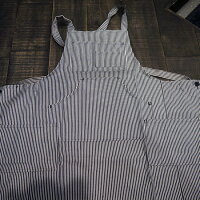 ヒッコリーエプロンメンズエプロンレディースワークエプロンサロペットオーバーオールストライプユニセックスデニムエプロンおしゃれ男性用女性用ストライプカフェエプロンロング丈DIY園芸コーデヴィンテージかわいいおすすめ人気春夏秋冬服