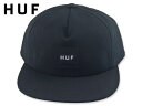 ハフ キャップ メンズ ☆HUF【ハフ】ESS UNSTRUCTURED BOX SNAPBACK BLACK キャップ ブラック 18952 [スケボー スケートボード メンズ レディース]