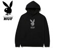 ☆HUF×PLAYBOY【ハフ×プレイボーイ】RHINESTONE PULLOVER HOODIE BLACK ラインストーン プルオーバーフーディー ブラック 20086 スケボー スケートボード メンズ レディース