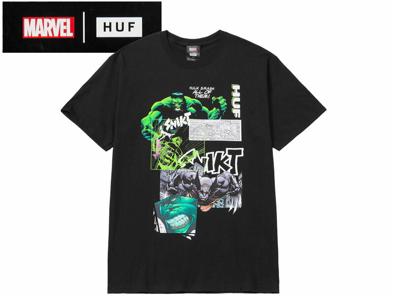 ☆HUF×MARVEL【ハフ×マーベル】SMASH UP T-SHIRTS BLACK スマッシュアップ Tシャツ ブラック 20401 スケボー スケートボード メンズ レディース