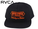 ☆RVCA【ルーカ】WORLDWIDE SNAPBACK CAP BLACK スナップバックキャップ ブラック 20077 [メンズ レディース スケボー]