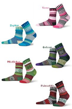 ☆SOLMATE SOCKS【ソルメイト ソックス】CREW SOCKS クルーソックス アダルトサイズ 7632-B 16436 [10色 大人用 靴下 ソックス 派手 左右非対称 カラフル]