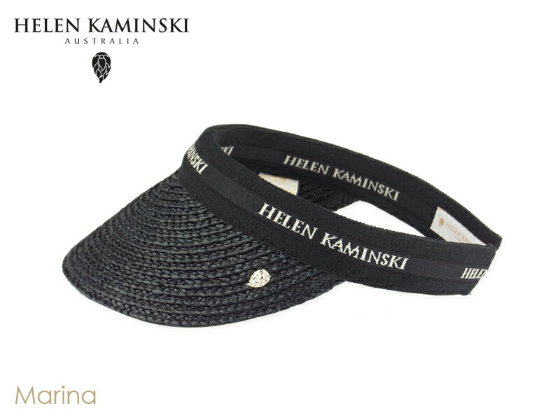 ☆HELEN KAMINSKI 【ヘレンカミンスキー】MARINA SUN VISOR CHARCOAL/BLACK LOGO マリーナ チャコール/ブラックロゴ サンバイザー 15531 19398【薄いゴールドマーク】【UPF50+（紫外線防止加工）】【送料無料】【あす楽】