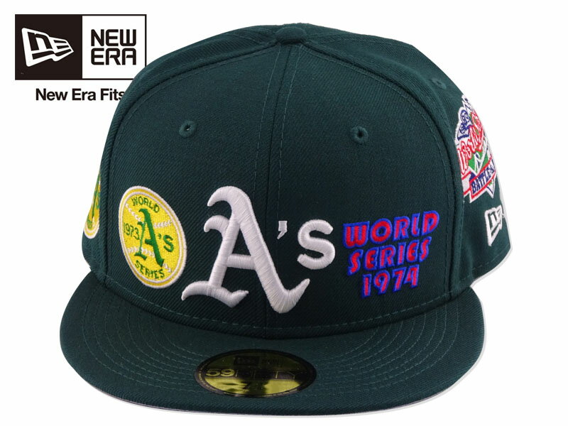 ☆NEWERAMLB 59FIFTY WORLD CHAMPIONS OAKLAND ATHLETICS CAP DARK GREEN オークランド アスレチックス ダークグリーン 19656 