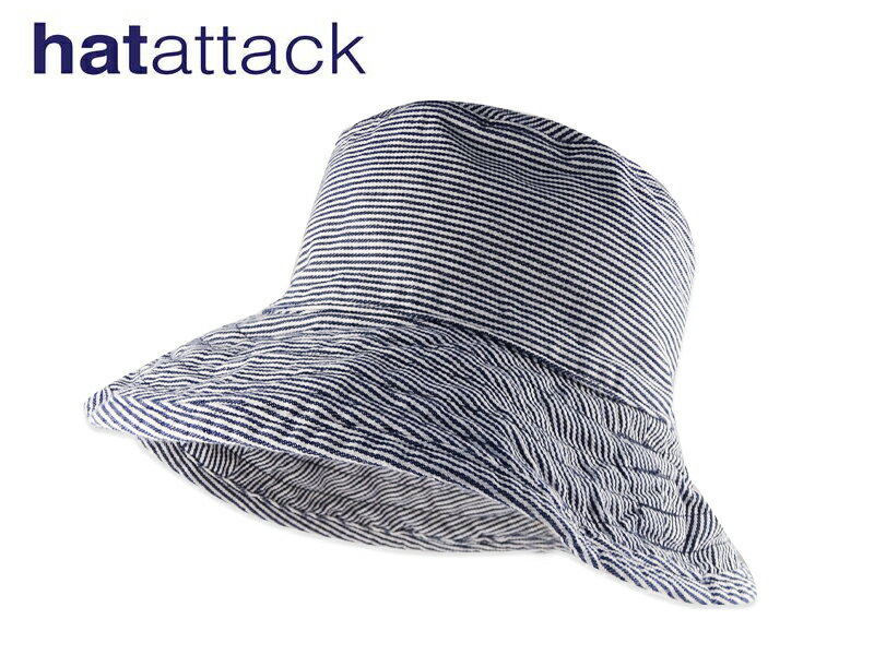 ★HAT ATTACK BAC101-STRIPE ハットアタックUVカットコットンハット ストライプ 11999 16490【MADE IN U.S.A.】【UV対策】【つば大きめ】【高級コットン素材】　10P05Sep15