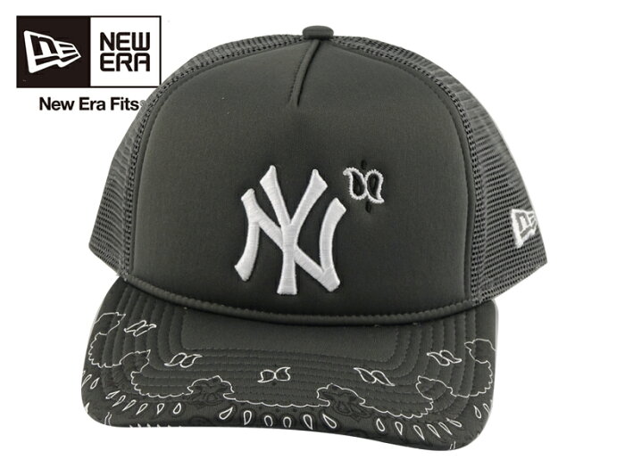 ☆NEWERA【ニューエラ】MLB 9FORTY NEW YORK YANKEES SNAPBACK TRUCKER PAISLEY VISOR CAP GRAPHITE ニューヨークヤンキース ペイズリー柄バイザー トラッカーメッシュキャップ グラファイト 20113[メンズ レディース 野球帽]