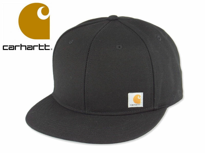 ☆CARHARTT【カーハート】Carhartt Firm Duck Flat Brim Cap BLACK スナップバック ブラック ダック素材キャップ 22255(4.0)