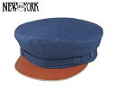 ☆NEWYORK HAT【ニューヨークハット】＃6236 Denim Fiddler Raw Leather デニムフィドラー マリンキャップ 15702 [レディース メンズ] P25Jan15