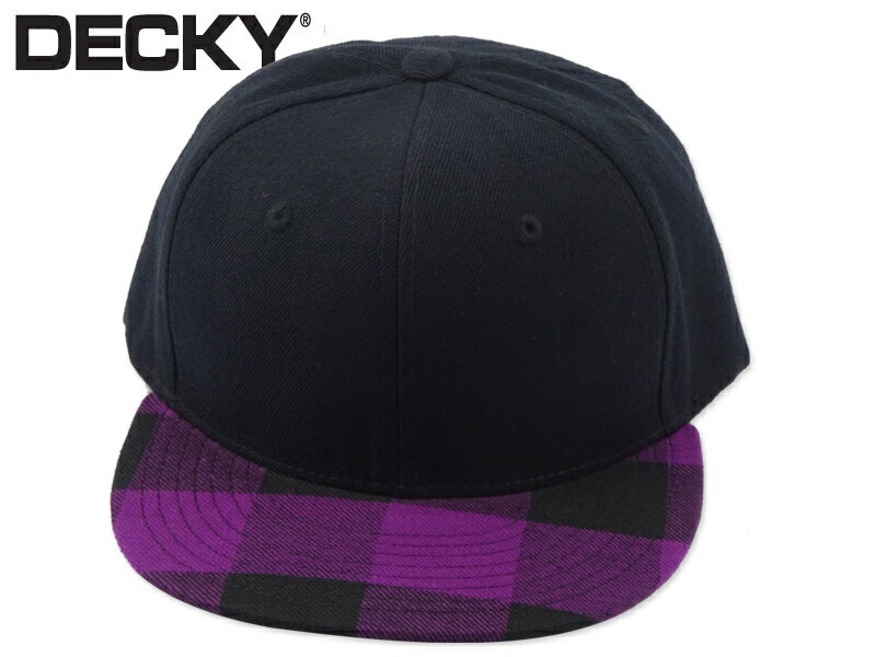 DECKY【ディッキー】1045-PLAID BILL SNAPBACK BLACK/PURPLE チェック柄 スナップバック キャップ ブラック/パープル 20636