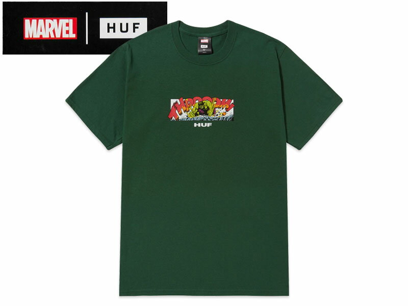 ☆HUF×MARVEL【ハフ×マーベル】HULK RAGE T-SHIRTS FOREST GREEN ハルク レイジ Tシャツ フォレストグリーン 20509 [スケボー スケートボード メンズ レディース]