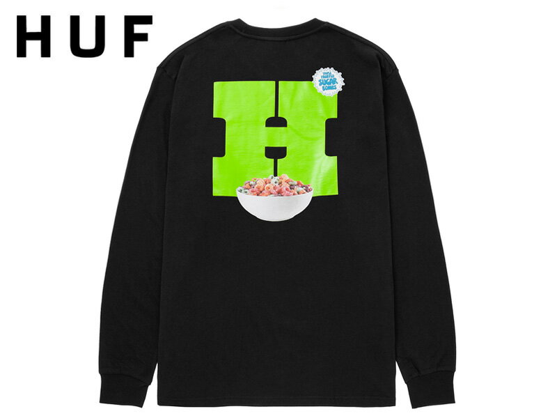 ☆HUF【ハフ】CEREAL KILLER LONG SLEEVE TEE BLACK ロングスリーブ ブラック 20709 [スケボー スケートボード メンズ レディース]