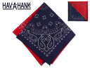 HAV-A-HANK【ハブアハンク】 SPLIT PISLEY BANDANA NAVY/RED スプリット ペイズリー バンダナ ネイビー/レッド 12116 [ハバハンク]20802 21224