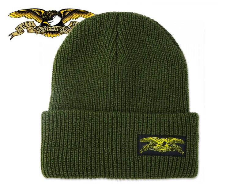 ANTIHERO アンタイヒーロー STOCK EAGLE LABEL BEANIE OLIVE イーグル ラベルニットキャップ オリーブ 21404