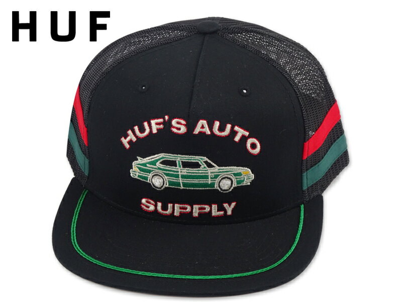 乐天商城 - HUF ハフ HUF'S AUTO SUPPLY TRUCKER CAP BLACK メッシュキャップ キャップ ブラック 20968 [スケボー スケートボード メンズ レディース]