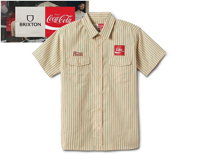 BRIXTON×COCA-COLA ブリクストン×コカ・コーラ DELIVERY OLSON SS SHIRTS TAN デリバリーシャツ タン 20908