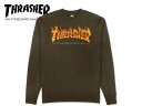 THRASHER スラッシャー INFERNO CREWNECK DARK CHOCOLATE クルーネック ダークチョコレート 21164 [スケボー スケートボード メンズ レディース パーカー]