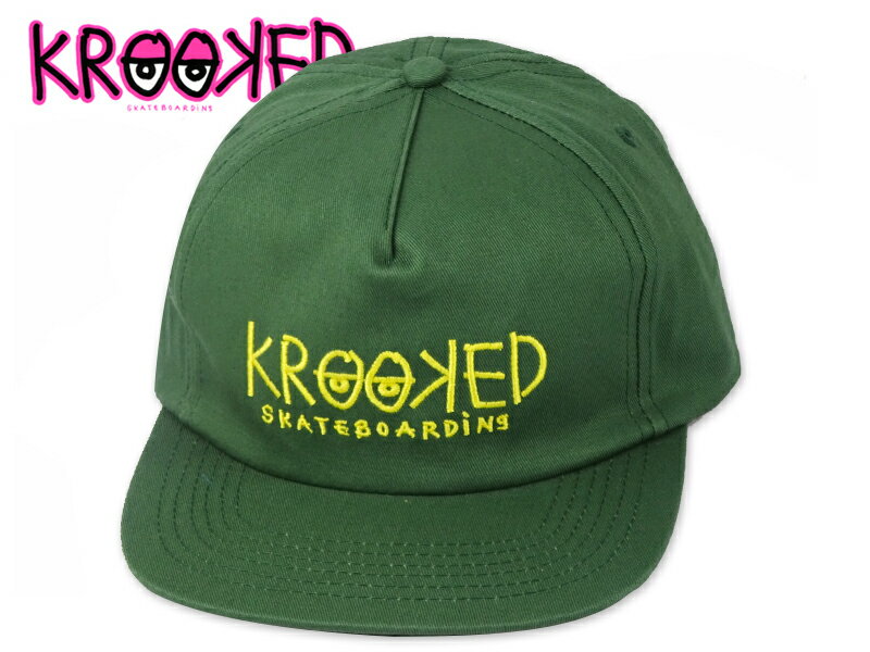 乐天商城 - KROOKED クルキッド KROOKED EYES SNAPBACK DARK GREEN/YELLOW アイズ スナップバック ダークグリーン/イエロー 21415 [GONZ ゴンズ スケボー クルックド ] 10P05Sep15