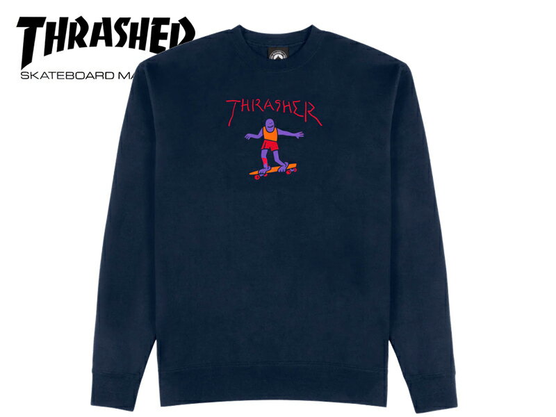 Rakuten - THRASHER スラッシャー GONZ FILL CREWNECK SWEAT NAVY ゴンズ フィル スウェット ネイビー21245 [スケボー スケートボード メンズ レディース]