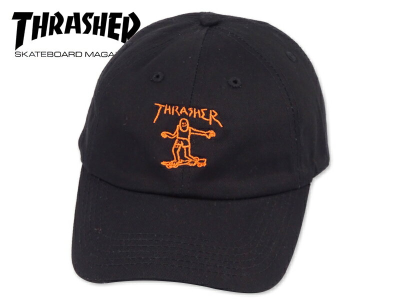 Rakuten - THRASHER スラッシャー GONZ LOGO 6PANEL CAP BLACK/ORANGE ゴンズロゴ 6パネルキャップ ブラック/オレンジ 21247 [スケボー メンズ レディース]