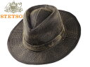 STETSON Xebg\ LOON WEATHERED COTTON OUTBACK HAT BROWN [ nbg uE 21347 [Y fB[X nbg]
