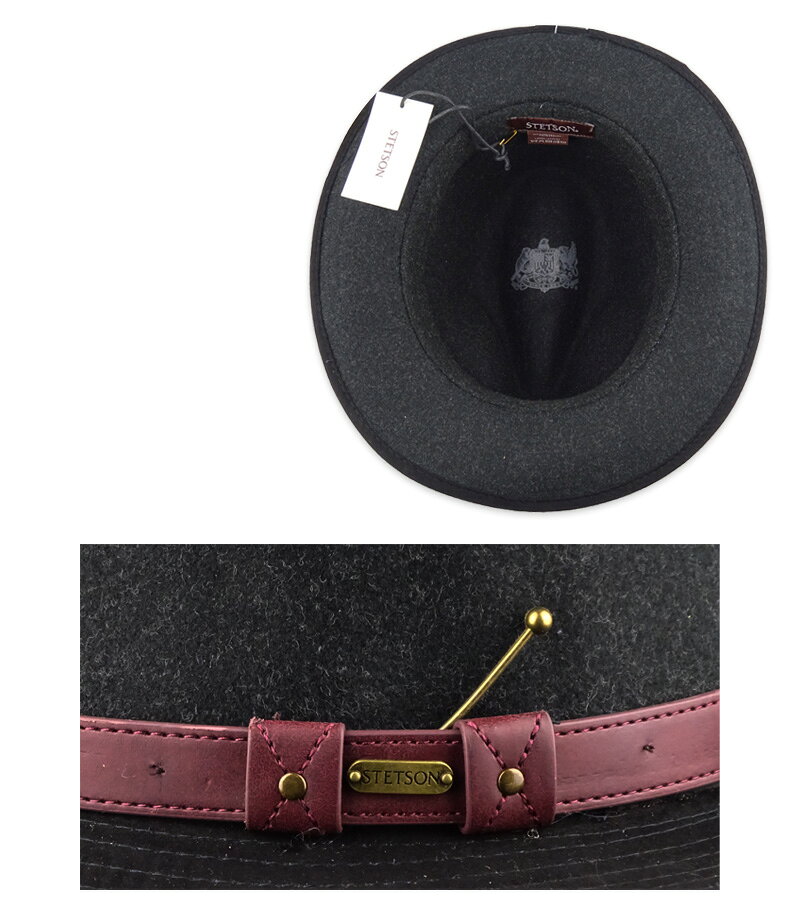 STETSON ステットソン WALES SAFARI HAT CHARCOAL LARGE ウェールズ 中折れハット ...