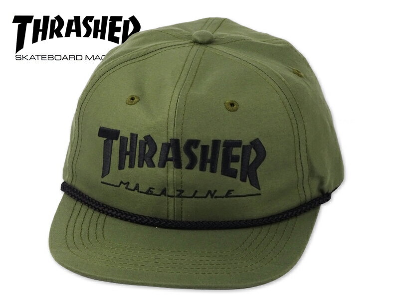 乐天商城 - THRASHER スラッシャー ROPE LOGO SNAPBACK CAP OLIVE/BLACK ロープ スナップバック キャップ オリーブ/ブラック 17704