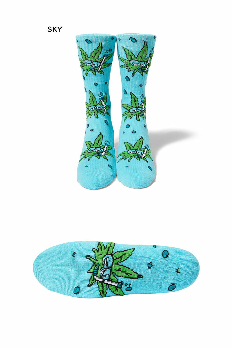 HUF ハフ SNORKLE BUDDY CREW SOCK SKY シュノーケル クルーソックス スカイ 21083 [スケボー スケートボード メンズ レディース]