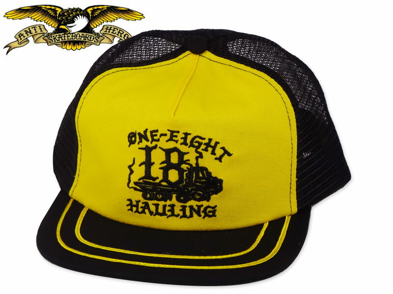 Rakuten - ANTIHERO アンタイヒーロー ONE EIGHT HAULING TRUCKER BLACK/YELLOW キャップ ブラック/イエロー 22876