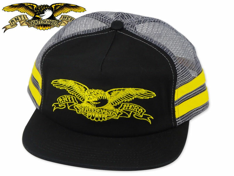Rakuten - ANTIHERO アンタイヒーロー BASIC EAGLE TRUCKER BLACK/YELLOW メッシュキャップ ブラック/イエロー 22874