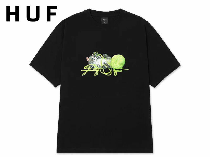 乐天商城 - HUF ハフ PAWS T-SHIRTS BLACK キャット Tシャツ ブラック 22860 [猫 スケボー スケートボード メンズ レディース]
