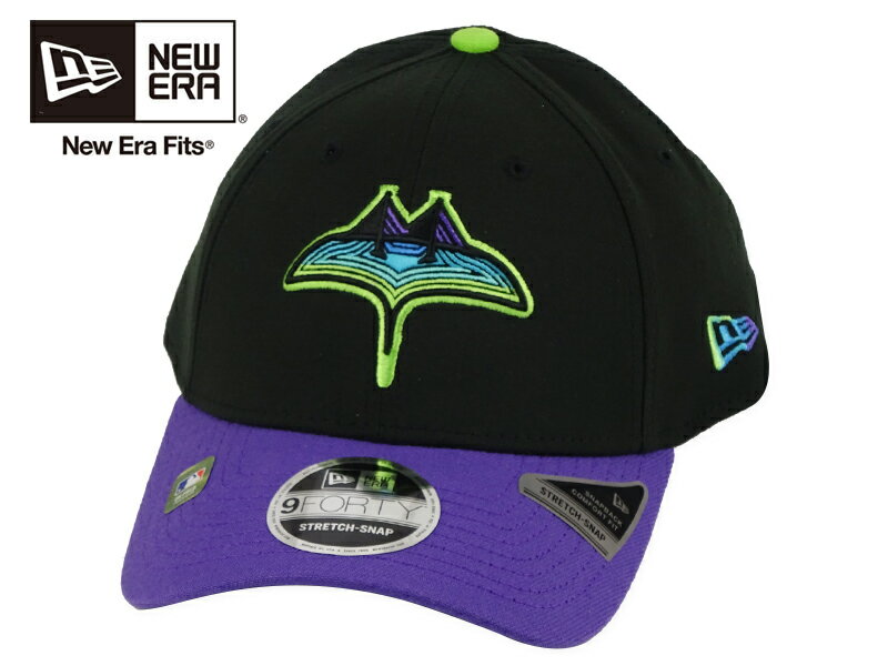 Rakuten - NEWERA ニューエラ 9FORTY TAMPA BAY RAYS STRETCH CAP BLACK/PURPLE 940 タンパ ベイ レイズ ストレッチキャップ ブラック/パープル 22746 [メンズ レディース]