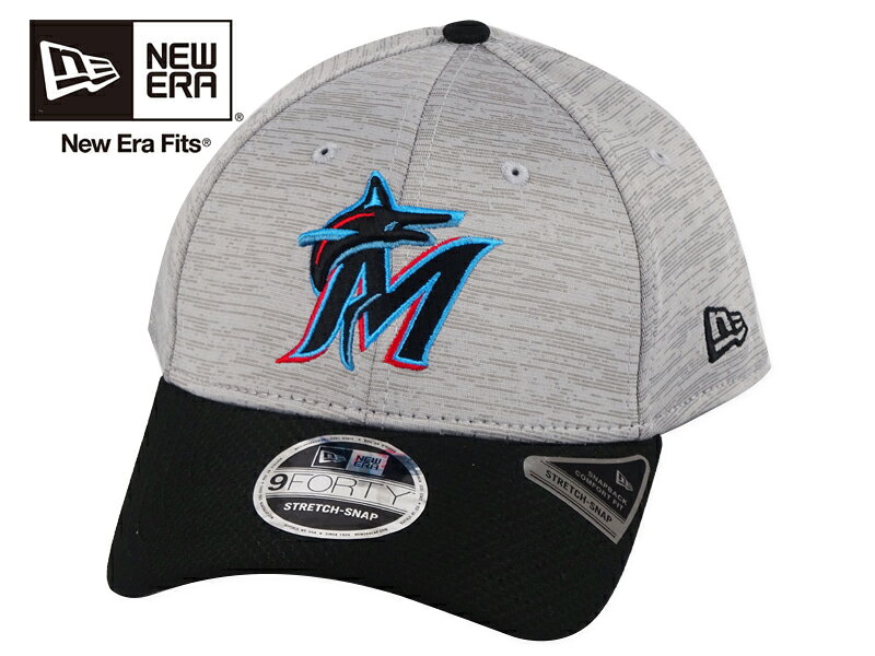 NEWERA ニューエラ 9FORTY MIAMI MARLINS ACTIV GREY SPEED STRECH CAP GREY/BLACK マイアミ・マーリンズ ストレッチキャップ グレー/ブラック 22748